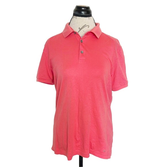Calvin Klein Mens Body Fit Polo Golf Shirt Size Medium Logo Orange Spring Collar - Picture 1 of 13